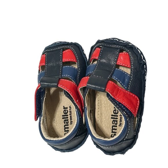 Smaller By See Kai Run Leather Baby Shoes 0-6 Months Navy Black Red Soft Sole - Picture 7 of 8